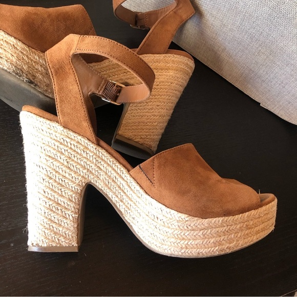 Sun & Stone platform espadrille Fey sandals block heel 4.25 cognac color 9 - Picture 4 of 7
